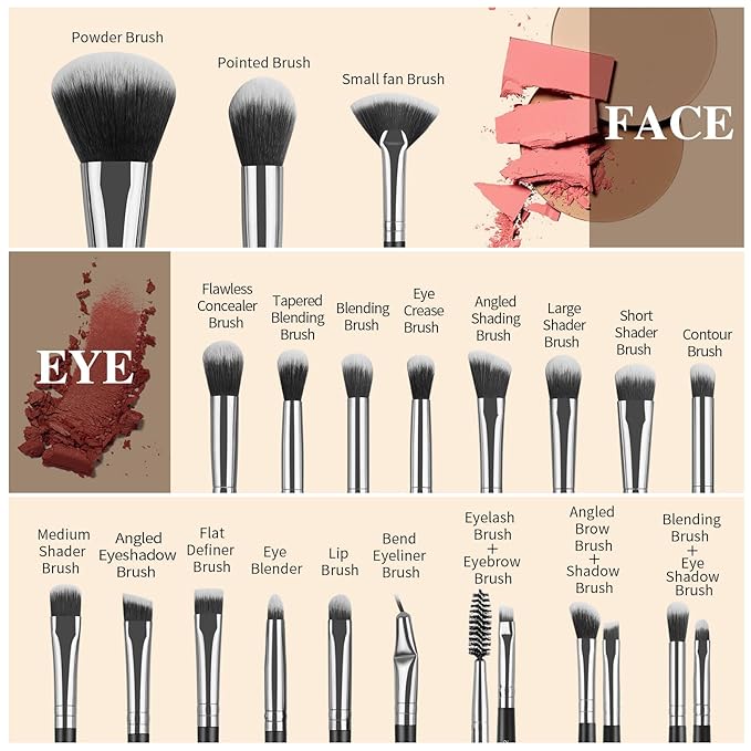 MAANGE Makeup Brush Set 30 Pcs Premium Synthetic Makeup Brushes Foundation Eye Shadow Powder Concealers Highlight Blending Brush Professional Make Up Brush Kit, Black