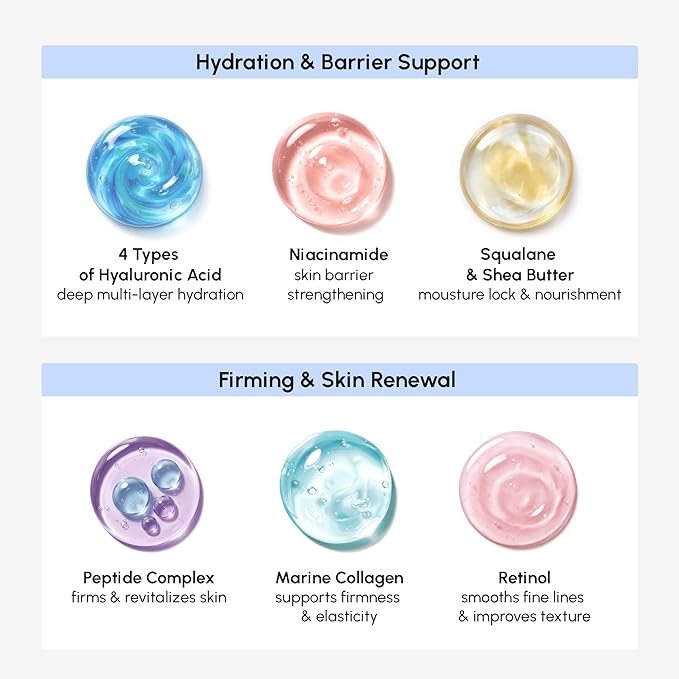 MAREE Face Moisturizer – 24H Hydration Face Cream for Women with Collagen, Retinol & Hyaluronic Acid – Day & Night Anti-Aging Facial Wrinkle DD Cream – Moisturizer for Dry Skin – Crema Para la Cara