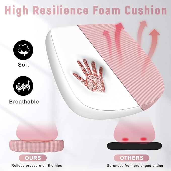 naspaluro Ergonomic Office Chair, Computer Chair with Adjustable Height, Flip-Up Arms and Lumbar Support, Breathable Mesh Desk Chair for Home Study Working (Without Headrest, Pink)