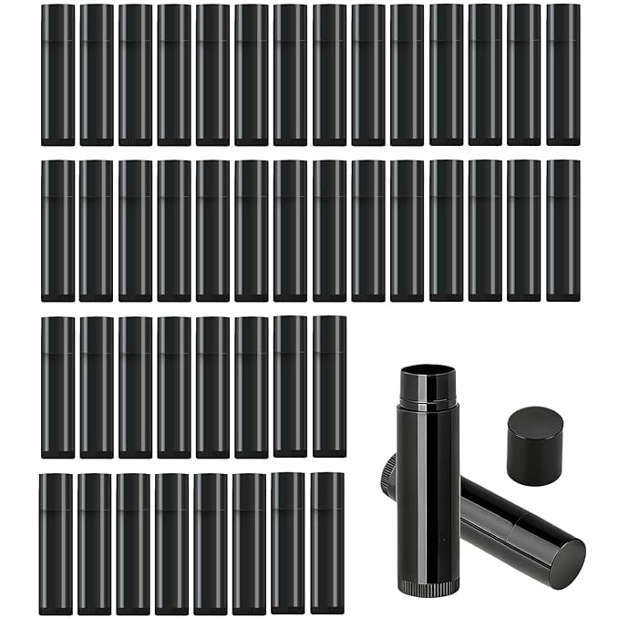 Value Pack of 100 Packs 5ml Empty Lip Balm Tubes, Leak-Proof Twist-Up Refillable Lipstick Containers for DIY Lip Balm，Lipstick, Lip Care Solid Perfume, Cosmetic Filling (BLACK)