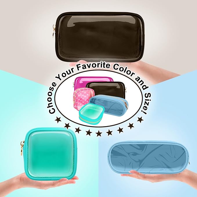 Nylon Small Clear Makeup Bag Slim Pencil Pouch, Cute Pencil Case Black Makeup Bag Preppy Cosmetic Zipper Pouch for Purse, Waterproof Travel Toiletry Bag Coin Pouch Make Up Organizer for Women(Brown)
