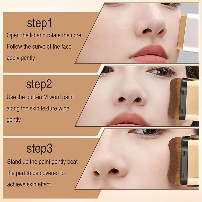 Dual-Ended Concealer Foundation Stick,Foundation Stick Korean 3 in 1,Full Coverage Cream Built-In Sunscreen,Long-Lasting StickFoundation (05 Deep Wheat)
