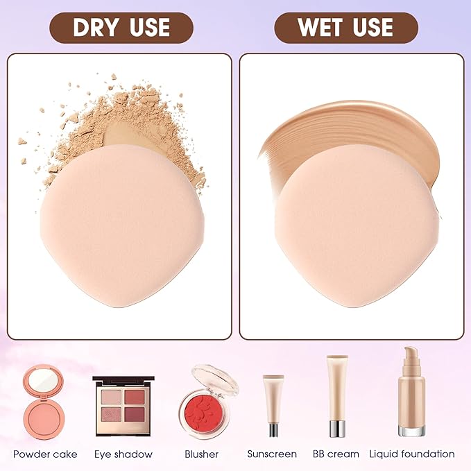 8Pcs Air Cushion Makeup Puffs for Foundation Concealer and Powder Korean Makeup Sponge Puff Teardrop Mix Setting Make Up Cushion Puffs Foundation Sponge for Liquid, Cream, and Powder