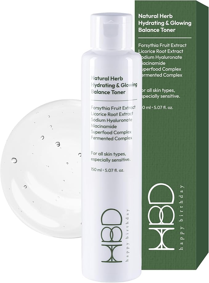 HBD Hydrating & Brightening Face Toner with Niacinamide Korean Glow-Boosting & Refreshing Essence Lightweight, Non-Irritating, Alcohol-Free, 5.07 Fl Oz