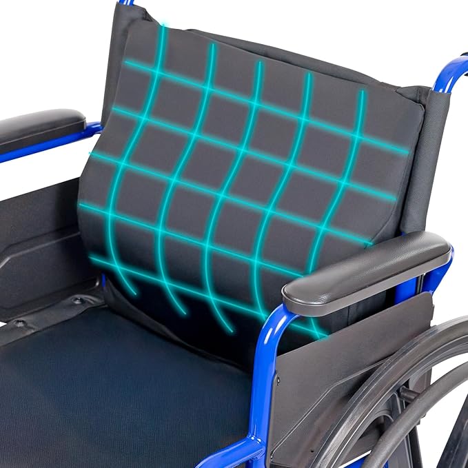Vive Wheelchair Lumbar Support Cushion - Chair Pad for Back Pressure Relief - Memory Foam Backrest - Superior Comfort Curve -Fits Most Wheelchairs or Transport Chairs -Improves Posture (18"x17"x3")