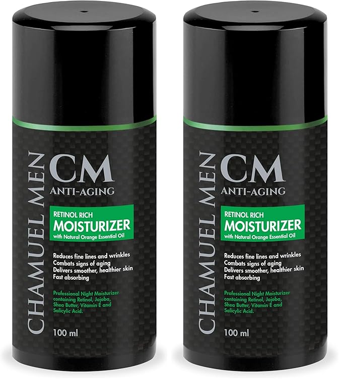 Daily Face Cream for Men with 2.5% Retinol Anti-Aging Moisturizer for Fine Lines, Dark Spots, and Wrinkles - Overnight Lotion (Pack of 2)