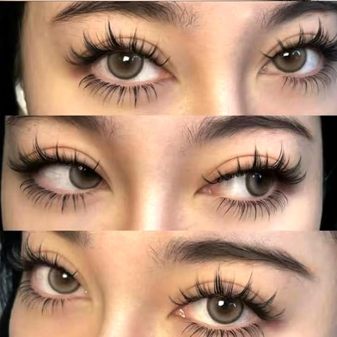 Veleasha Lashes Manga Eyelashes Spiky Eye Lashes Anime Lash 8D Doll Lash Natural Look Soft Wispy Fake Eyelashes 7 Pairs with Cotton Band (Cutes)