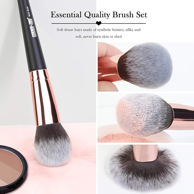 Makeup Brushes, 18 Pcs Professional Premium Synthetic Makeup Brush Set with Case, Foundation Kabuki Eye Travel Make up Brushes sets (Black Gold)