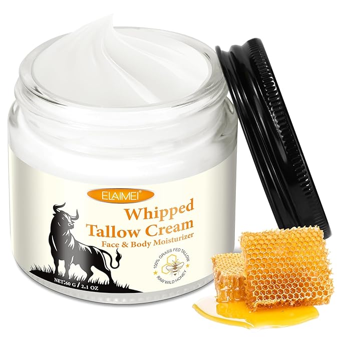 Acorn + Oak Grass Fed Beef Tallow For Skin - Face & Body,Organic Whipped Tallow Moisturizer for Women Girls 2.1oz (Unscented)