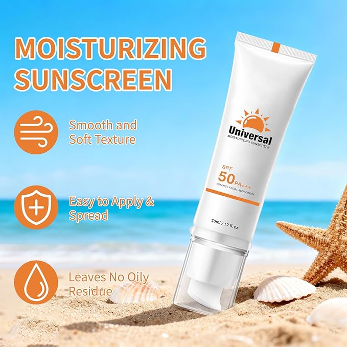 Tinted Moisturizing Daily Sun Cream, Clear Sunscreen for Face SPF 50, Hydrating Sun Essence Face Sunscreen, Korean SPF 50+ PA++++ No White Cast, Hydrating, Moisturizing, UV Defense, Travel Size