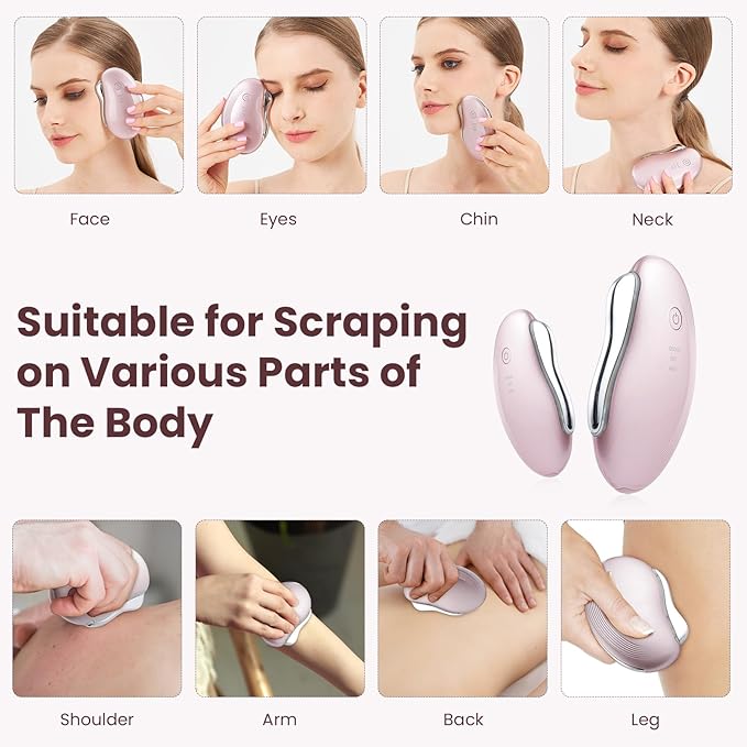 IeBilif Heat Electric Gua Sha Tool, Face Massager 4-in-1 Multiple Function Gua Sha Electric Massager for The Face and Neck