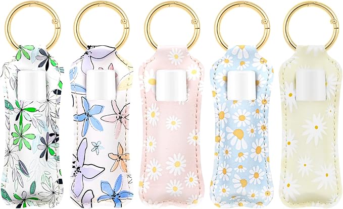 WK IEASON Lip Balm Holder for Chapstick Lipstick Sleeve Keychain,Small Christmas Gifts Stocking Stuffers for Teen Girls Women
