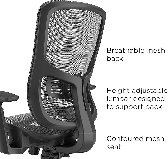 STAPLES Kroy Ergonomic Task Chair, Mesh, Ergonomic, Lumbar Support, Adjustable Height, Black