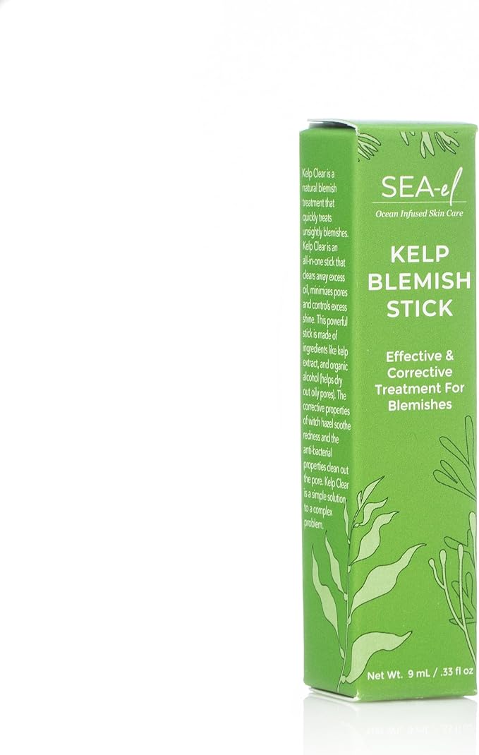 Sea El Kelp Blemish Stick Skincare Pimple Blackhead & Acne Spot Treatment Witch Hazel Rosemary & Tea Tree Oil Serum & Skin Toner for Women & Men, All Skin Types - .33 oz