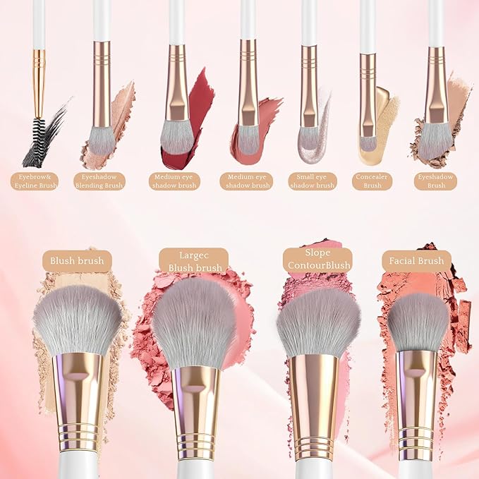 Makeup Brush Set - 15Pcs Makeup Brushes Set Professional, Premium Synthetic Foundation Concealers Eyeshadow Blush Beauty Tools Makeup Brush, Make up Brush Kit With Travel Storage Bag