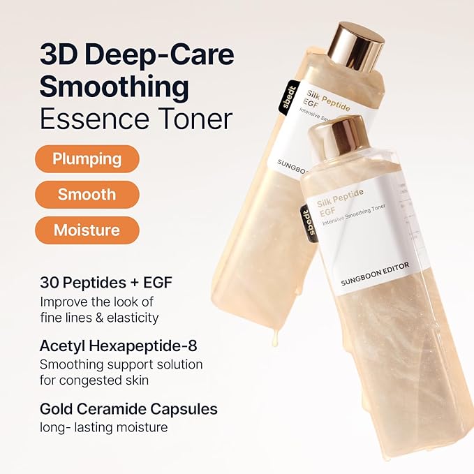 SUNGBOON EDITOR Ultimate Full Face firm-looking/Plump-looking Silk Peptides EGF SetㅣDeep Collagen Silk Peptide Intensive Ampoule & Silk Peptides EGF Toner & Cream & Eye CreamㅣKorean Skincare
