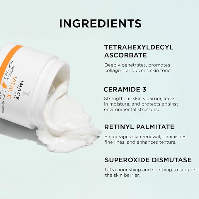 IMAGE Skincare, VITAL C Hydrating Repair Crème, Face Night Cream Moisturizer with Hyaluronic Acid, for Dry Skin, Full-Size, 2 fl oz