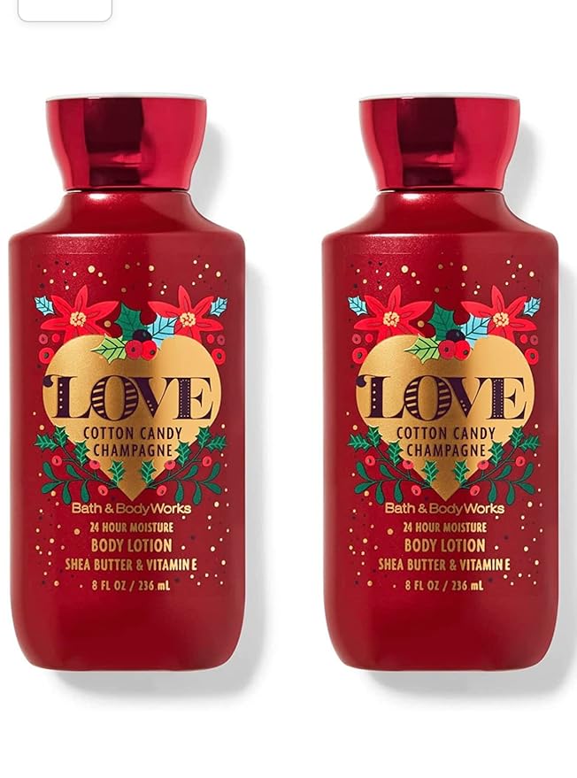 Bath and Body Works Gift Set of of 2 - 8 Fl Oz Lotion - (Love Cotton Candy Champagne)