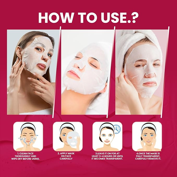 Bio Collagen Face Mask - Real Masks Deep Hydration, Reduce Wrinkles, Night Treatment Pore Minimizing Moisturizing Korean Skincare,34g x4ea