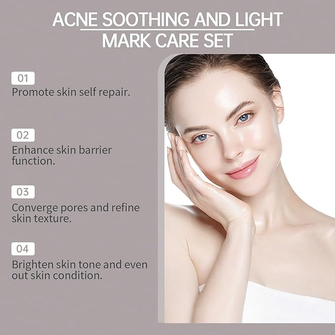 Skin Care Set for Wome's, Acne Soothing And Light Mark Care Sets & Kits, Ginseng Tree Essential Facial Skincare Gift Set With Moisturizing Cream, Cleansing Milk, Essence, Toner