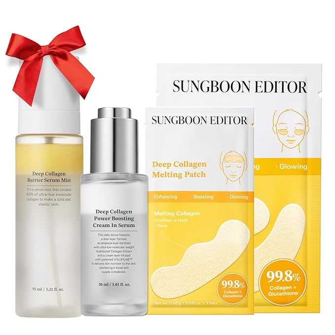 SUNGBOON EDITOR Skin-Conditioning Trio | Cream in Serum, Collagen Patch & Serum Mist | Korean Glow Mist Care Set | Gift Sets for Mom