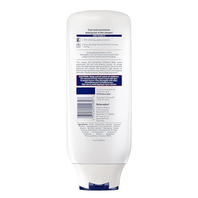 NIVEA Cocoa Butter In Shower Lotion, Body Lotion for Dry Skin, 3 Pack of 13.5 Fl Oz Bottles