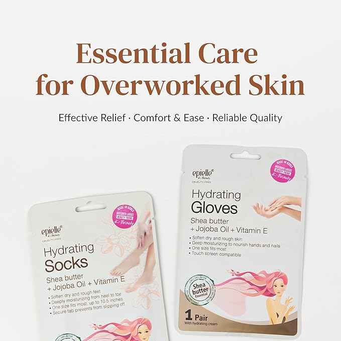 Epielle Hydrating Hand & Foot Masks, Relieve and Soften Dry, Overworked Skin, Self Care Gifts for Women, Spa Kit, Easter Basket Stuffers, 6 Moisturizing Gloves & 6 Moisturizing Socks