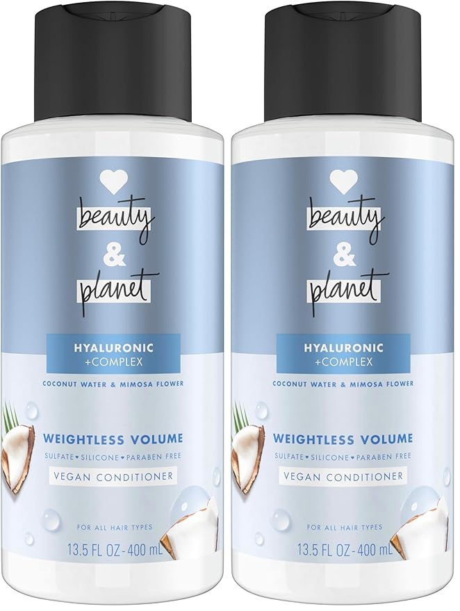 Love Beauty and Planet Weightless Volume Conditioner with Hylauronic acid Coconut Water & Mimosa Flower for Thin and Fine Hair Care 13.5 oz (Pack of 2)