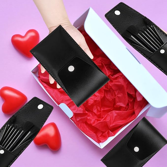 16 Sets Travel Makeup Brush Set Synthetic Fiber Face Foundation Make up Brushes Bridesmaid Gift with Travel Makeup Bag for Wedding Bridal Shower Favors Bachelorette Party Gift (Black)