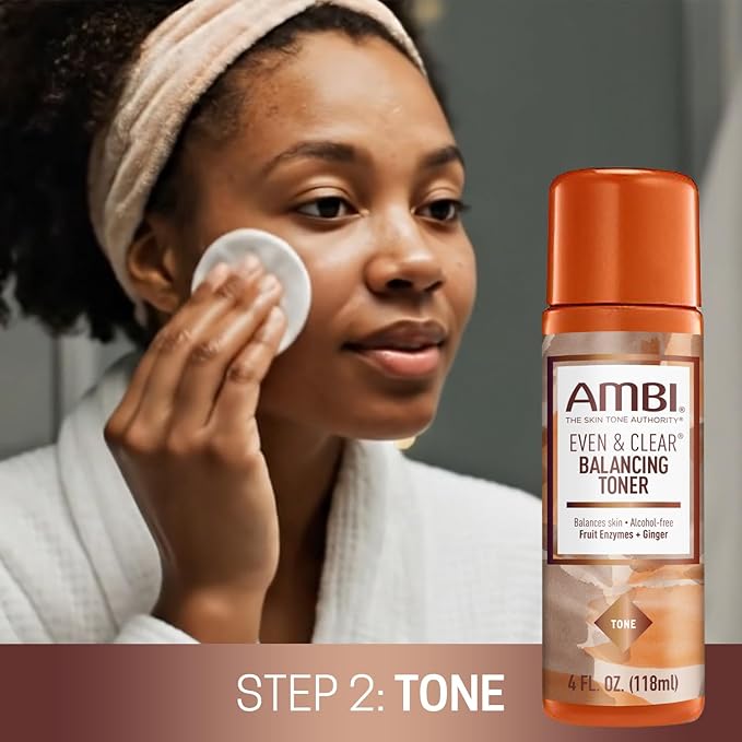 Ambi Even & Clear Daily Skin Tone Kit, 3-Step Regimen for Acne, Dark Spots & Uneven Tone, Cleanser + Toner + Advanced Fade Cream, Salicylic Acid + Niacinamide