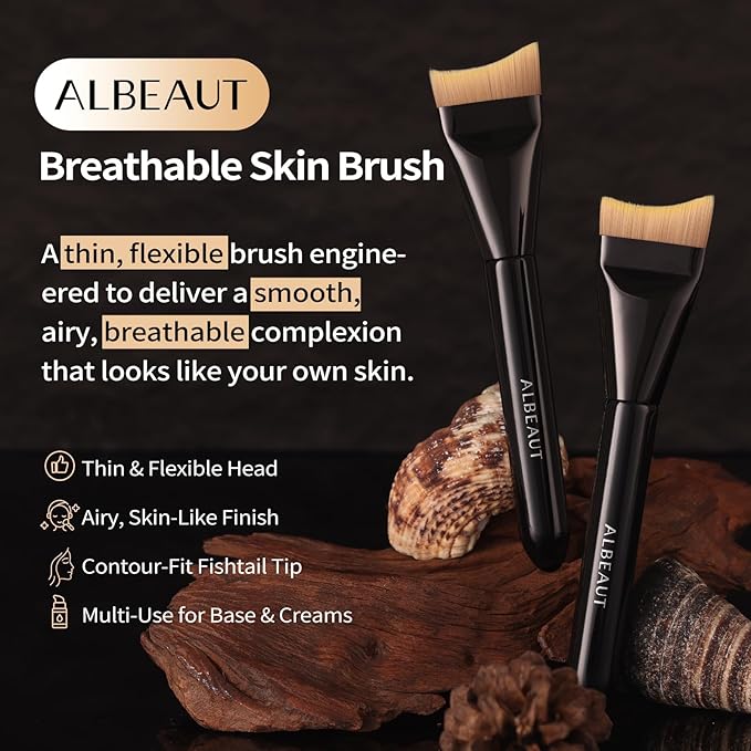 Thin Liquid Foundation Brush, Professional Flat Foundation Brush for Liquid/Cream Makeup with Seamless Application B06