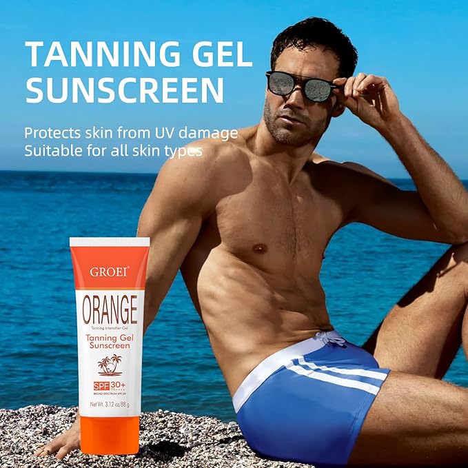 Tanning Gel Sunscreen SPF 30 – Sun Tanning Lotion with Fast-Absorbing Formula, Hydrating Bronzing Complex, for Beach, Pool & Outdoor Sports – 3.12 oz