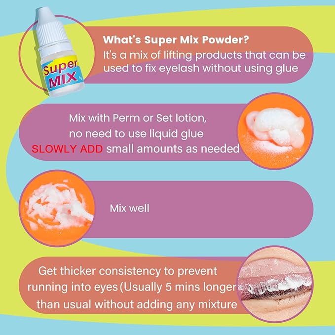 PERMANIA Korean Lash Lift Powder, Super Mix Eyelash Perm Solution Achieve Glue-Free for Lash Lift, Salon Use (Only Powder-Nourishing)