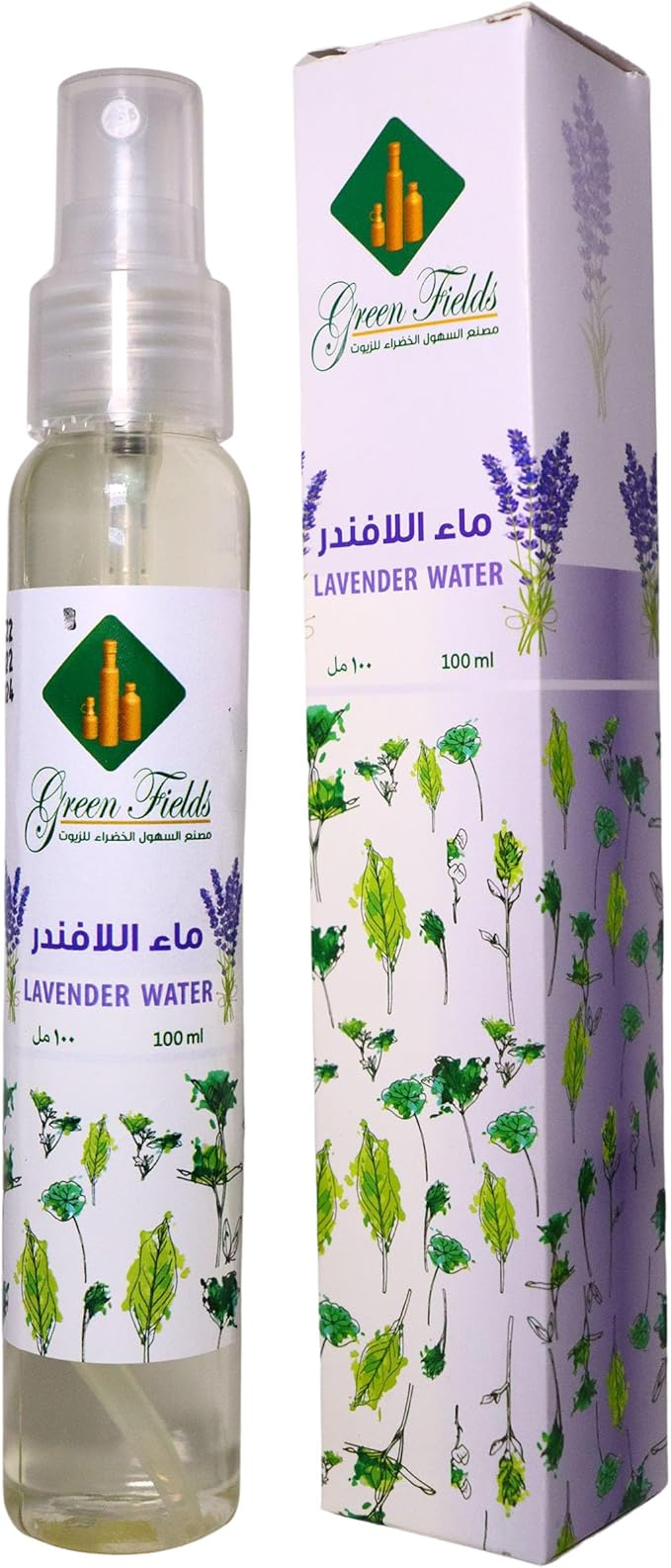 Green Fields Lavender Hydrosol - 100% Pure and Natural Soothing Floral Water for Skin and Aromatherapy - 100ml