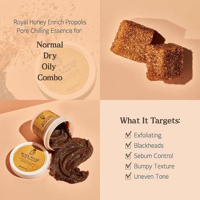 SKINFOOD Smooth & Refresh Set – Black Sugar Exfoliating Wash Off Mask and Carrot Carotene Hydrating Toner Pads for Soft, Balanced, and Radiant Skin