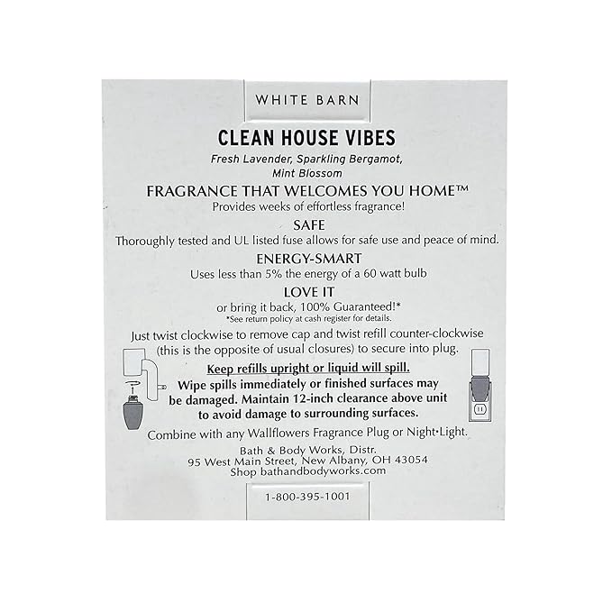 Bath & Body Works Clean House Vibes - 4 Wallflowers Fragrance Refill Bulbs with a Natural Oats Sample Soap