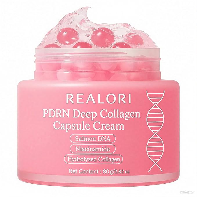 PDRN Capsule Cream with Vitamin C & Collagen – Korean Boba Moisturizer for Face, Pink Jelly Cream for Deep Hydration, Skin Repair, and Glow – Korean Skincare Gel for All Skin Types