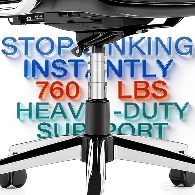 Office Chair Sinking Fix Kit to Stop Sinking|Made of Steel Strong Enough to Support Maximum 760 Pounds | No More Sink & No Need to Replace Chair Gas Lift Cylinder - Silver