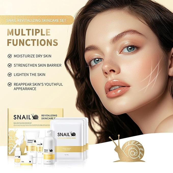 Korean Skin Care for Women, 8 Pcs Skincare Gift Set for Teen Girls & Women, Deep Hydrating & Nourishing Snail Facial Routine Kit with Cleansing Gel, Toner, Serum, Eye Cream, Cream, Face Mask