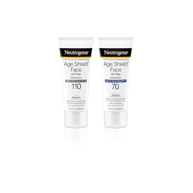 Neutrogena Age Shield Face Oil-Free Sunscreen Lotion with Broad Spectrum SPF 70, Non-Comedogenic Moisturizing Sunscreen to Help Prevent Signs of Aging, PABA-Free, 3 fl. oz.