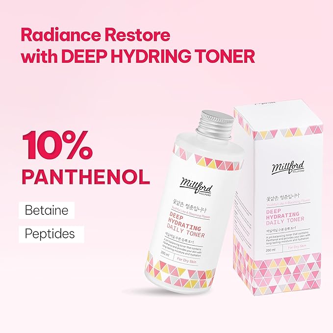 Deep Hydrating Daily Toner 6.76 fl oz (200 ml) - pH-Balancing, Alcohol-Free & Fragrance-Free Toner with Panthenol (Vitamin B5) & Betaine to Strengthen Moisture Barrier, Korean Skincare