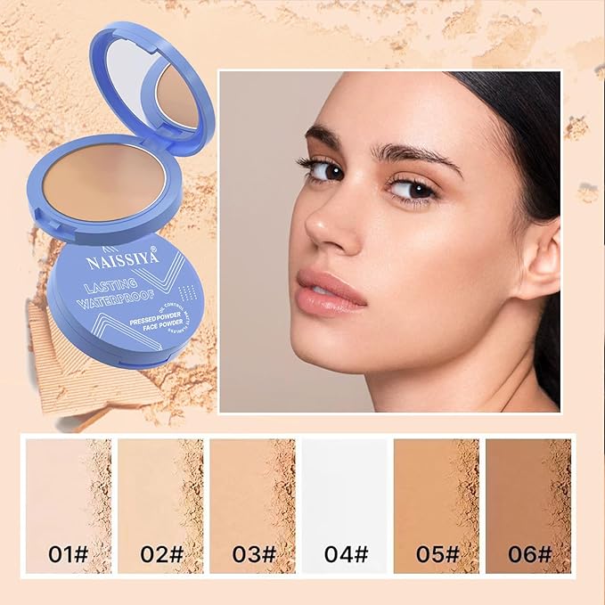 Oil Control Face Pressed Powder,Matte Smooth Flawless Setting Powder Makeup,Waterproof Long Lasting Finishing Powder,Cruelty Free Lightweight Face Cosmetics,0.35Oz(PURE BEIGE)