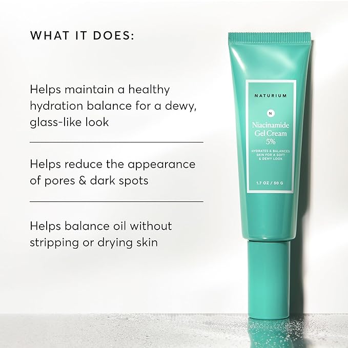 Naturium Niacinamide Gel Cream 5%, Face Moisturizer & Hydrating Skin Care for Healthier-Looking Dewy Skin, 1.7 oz