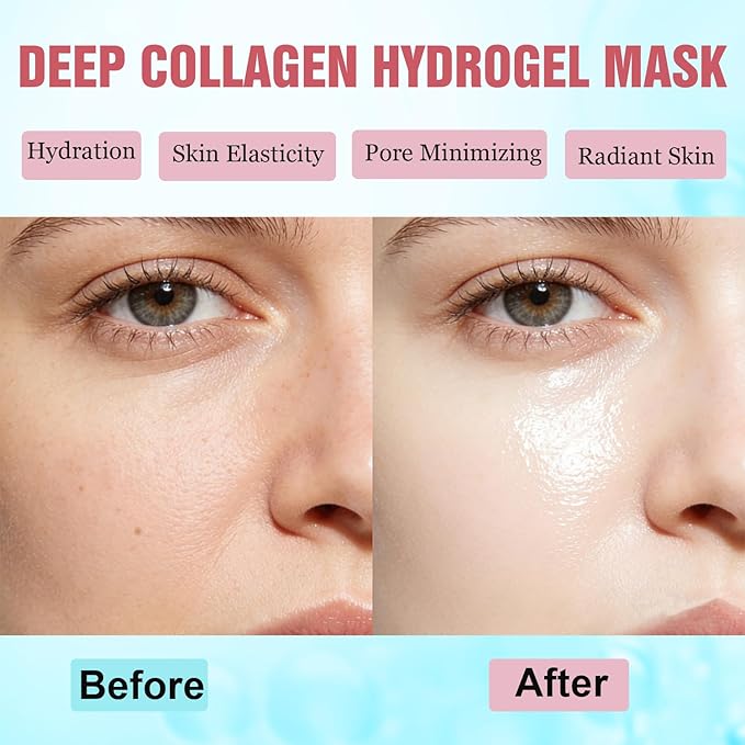 Deep Collagen Face Mask Overnight, Bio- Collagen Mask Real Deep Mask, Hydrating Hydrogel Masks with Low Molecular Collagen for Firming, Elasticity, Pore Minimizing 40g x 5ea Easter Basket Stuffers