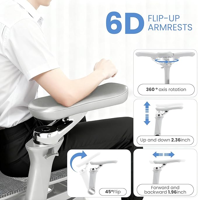 MOJAY Ergonomic Office Chair with Footrest, Big and Tall Desk Chair with Lumbar Support, High Back Home Desk Chair for Long Desk Work, Swivel Rolling Computer Seating with 6D Armrest for Home Office