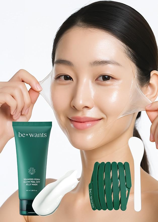 bewants Seaweed PDRN Glow Peel Off Jelly Mask – Includes Spatula & Headband | Pore Minimizing Peel Off Face Mask | Soothing PDRN Skincare & Vegan Skincare for Korean Glass Skin, 3.38 fl oz