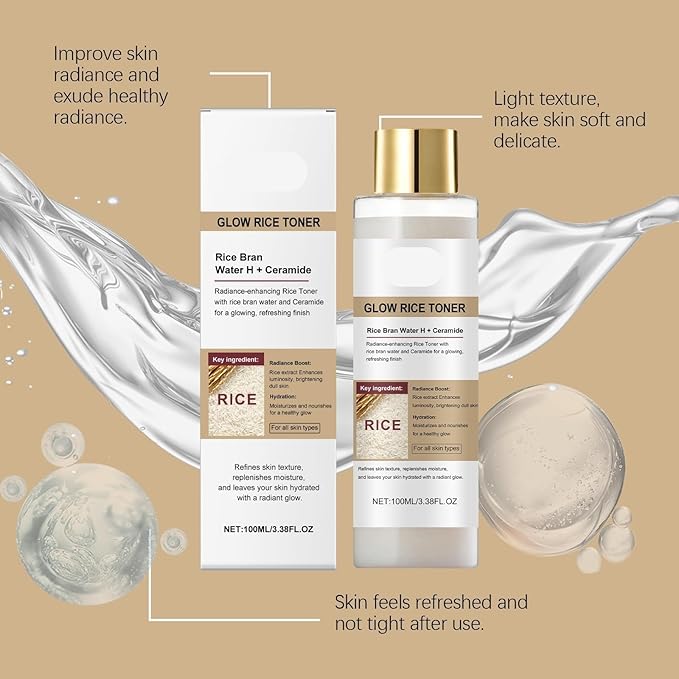 Rice Toner - Hydrating Moisturizing Essence Water, Oil Control & Brightening Skin For Dull Dry Skin(1PCS)