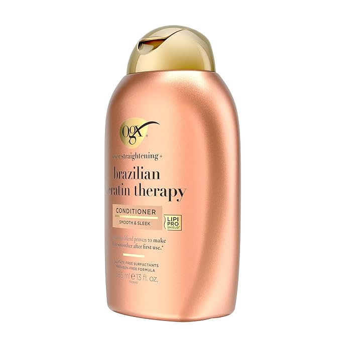OGX Ever Straightening + Brazilian Keratin Therapy Hair-Smoothing Conditioner with Coconut Oil, Cocoa Butter & Avocado Oil, Paraben-Free, Sulfate-Free Surfactants