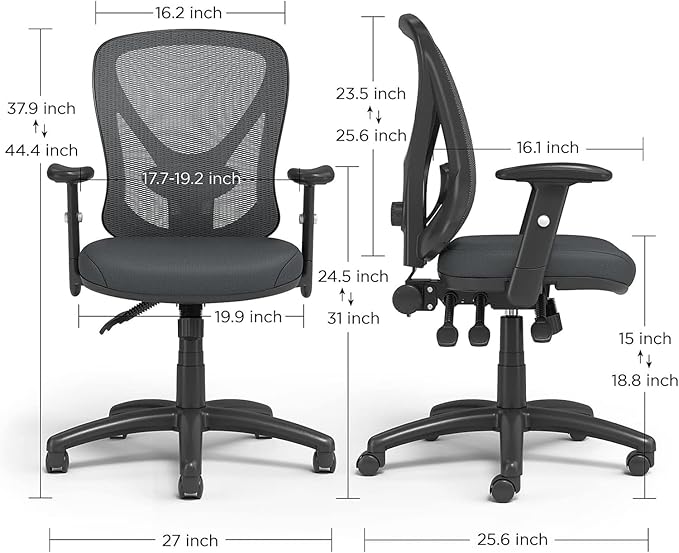 Staples Carder Ergonomic Task Chair, Mesh, Ergonomic, Lumbar Support, Adjustable Height, Black