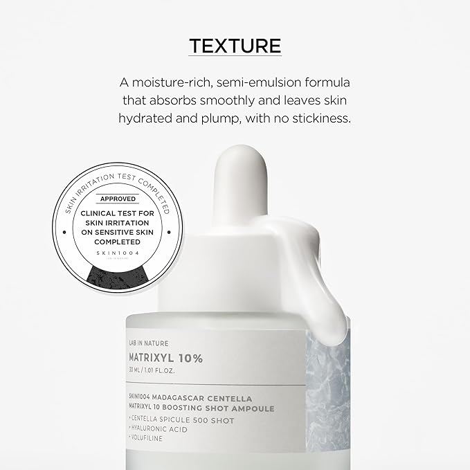 SKIN1004 Matrixyl 10% Boosting Shot Ampoule, Hyaluronic Acid Serum for Face, Facial Spicule Serum for Deep Hydration & Firming, Centella Ampoule with Panthenol, Korean Skin Care, 1.01fl.oz / 30ml